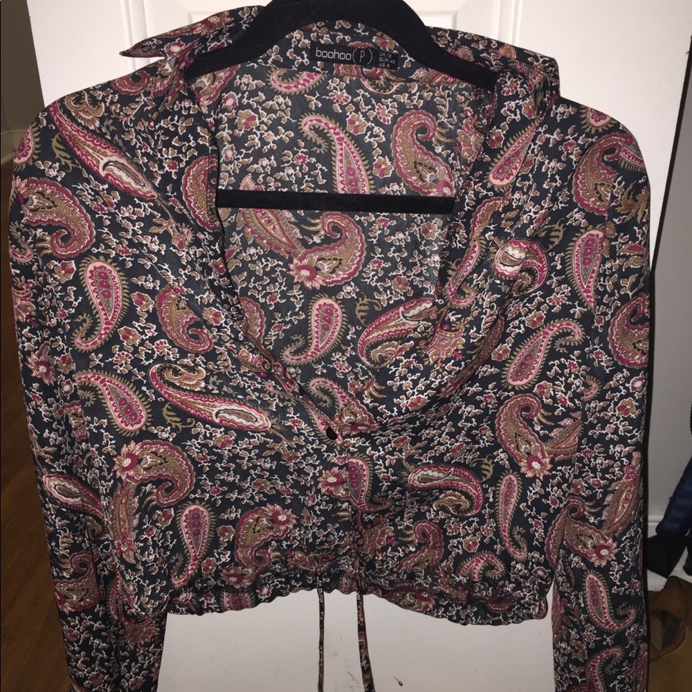 Boho button down crop top